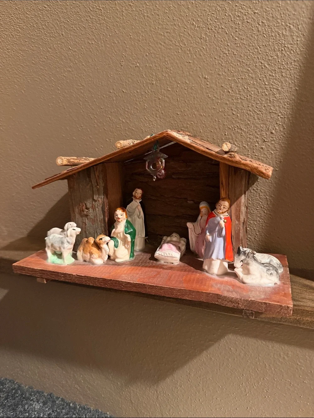 Vtg Handcrafted Wooden Nativity Set